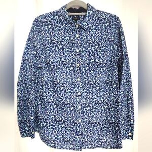 Talbots Blue Floral Long Sleeve Button Down, Size 16 P, Excellent Used Condition